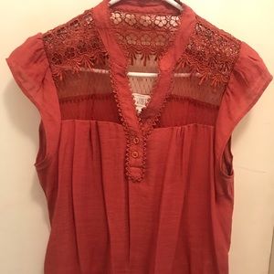 Coral top with lace